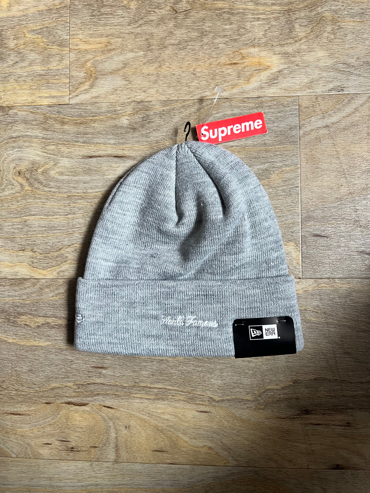 Supreme New Era Box Logo Beanie (Heather Grey) [FW22]