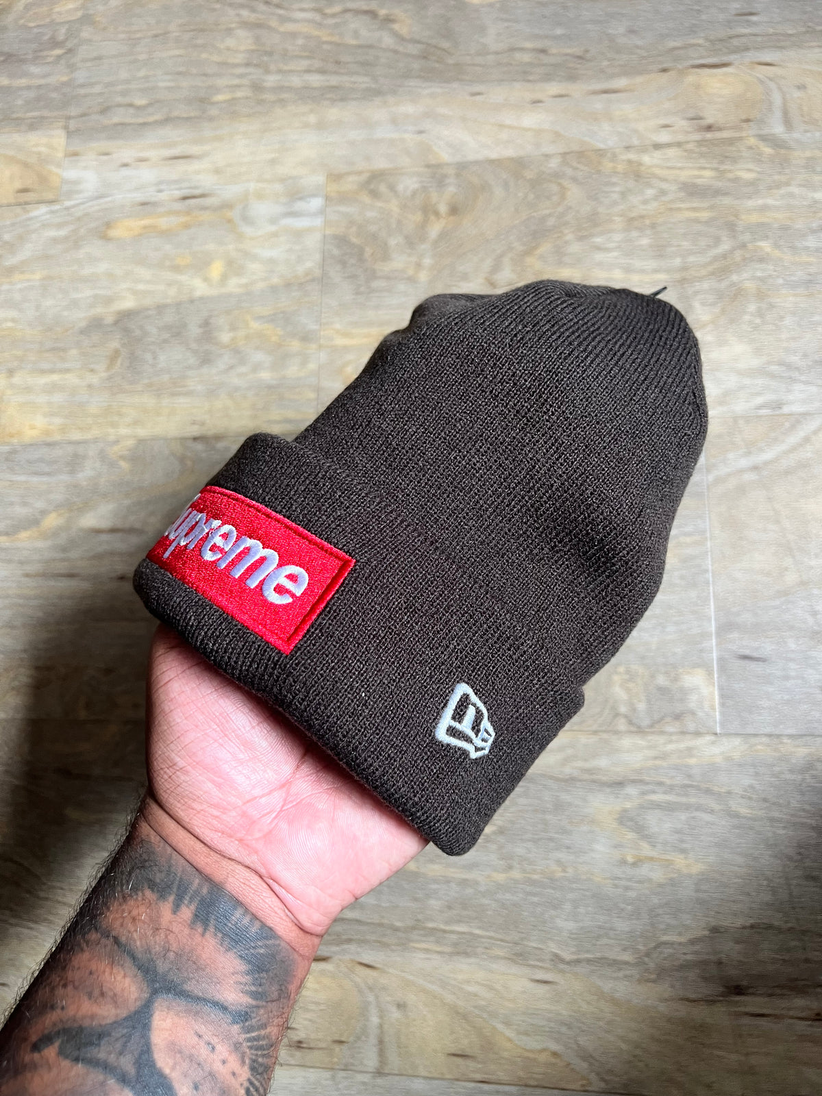 Supreme X New Era Box Logo Beanie (Brown) [FW22]
