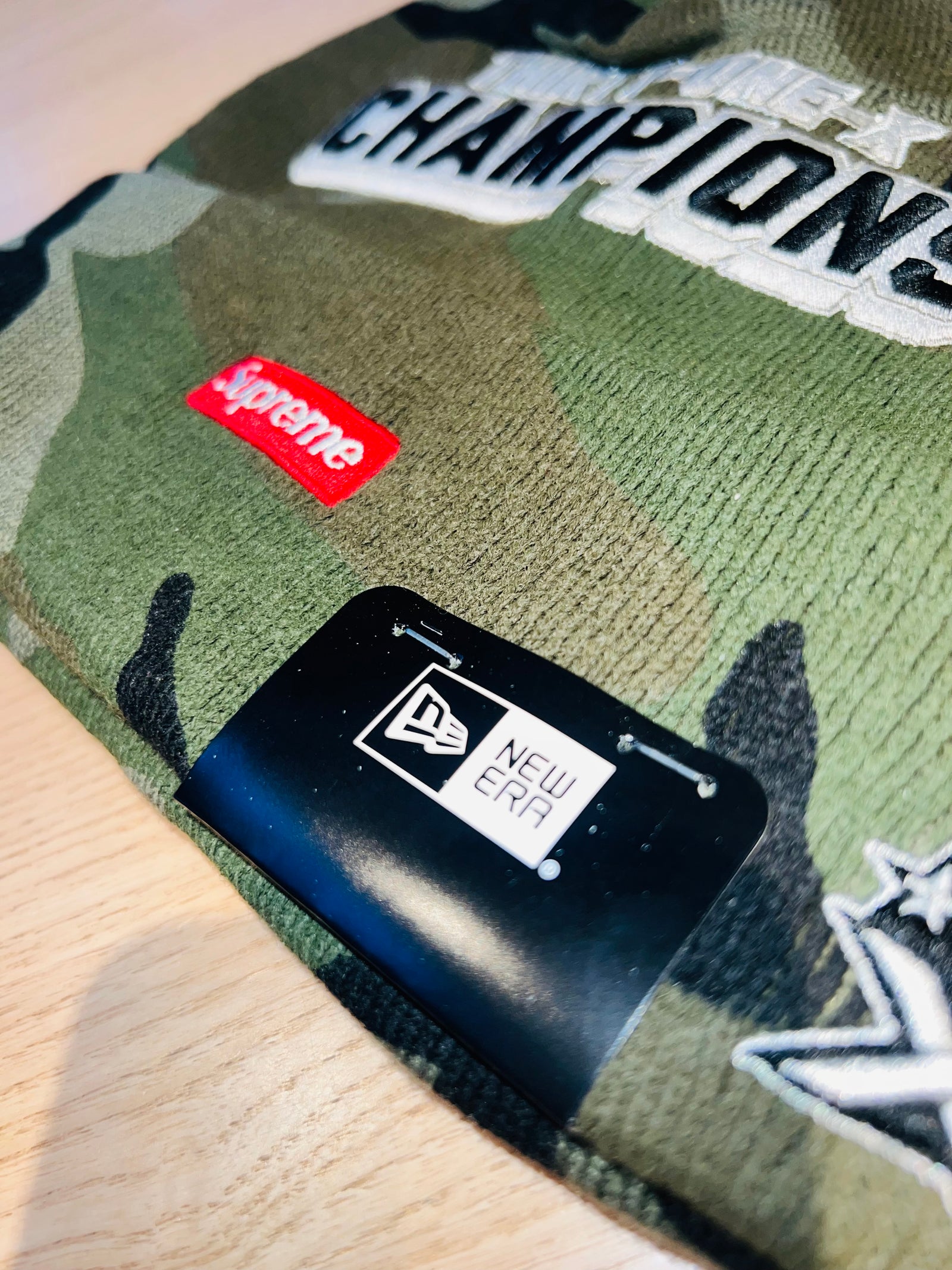 New Era X Supreme Camo Football Beanie