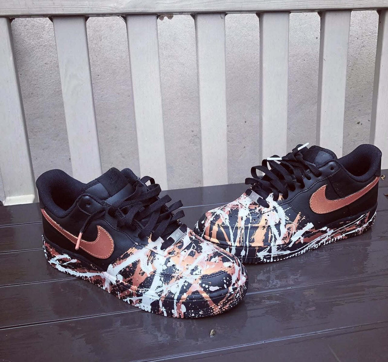 Nike Air Force 1 Rose Gold Champagne Paint Splash